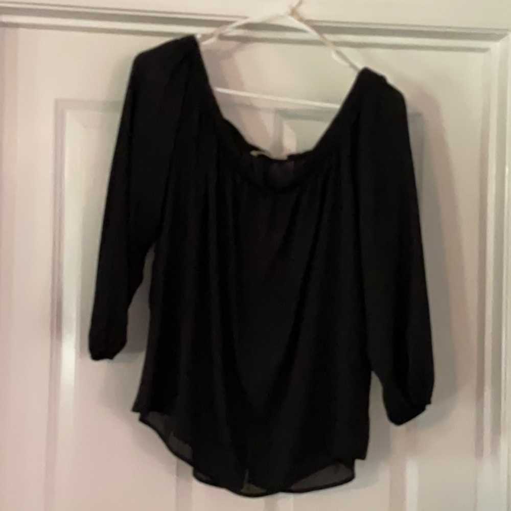 Peach love sheer off the shoulder blouse